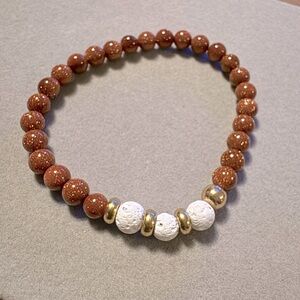 Hand Crafted Goldstone bead stretch bracelet